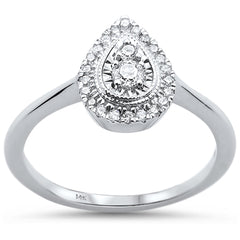 DIAMOND CLOSEOUT! .20ct 14KT White Gold Pear Shaped Diamond Solitaire Ring Size 6.5