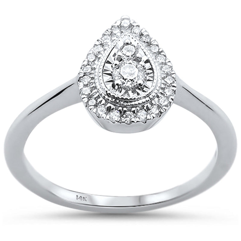 DIAMOND CLOSEOUT! .20ct 14KT White Gold Pear Shaped Diamond Solitaire Ring Size 6.5