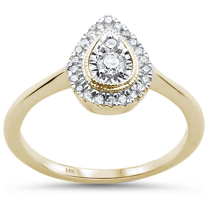 DIAMOND CLOSEOUT! .22ct 14KT Yellow Gold Pear Shape Diamond Ring Size 6.5