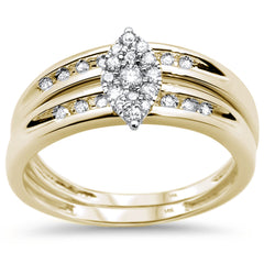 DIAMOND CLOSEOUT! .29ct 14KT Yellow Gold Marquise Engagement Ring Wedding Bridal Set Sz 6.5