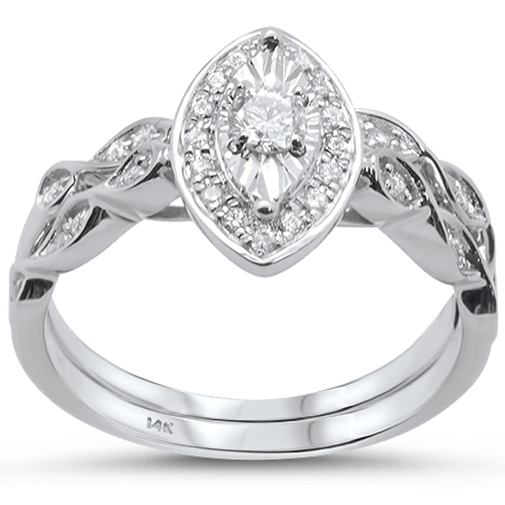 DIAMOND CLOSEOUT!  .36cts 14k White gold Marquise Shape Diamond Engagement Ring Bridal Set