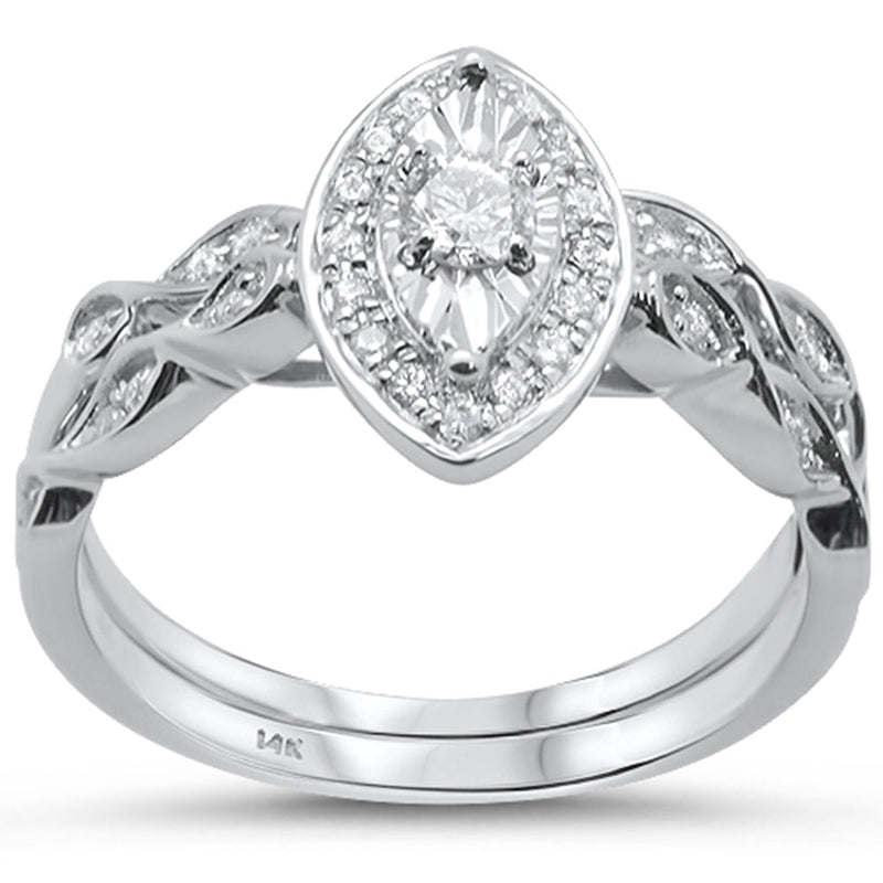 DIAMOND CLOSEOUT!  .36cts 14k White gold Marquise Shape Diamond Engagement Ring Bridal Set