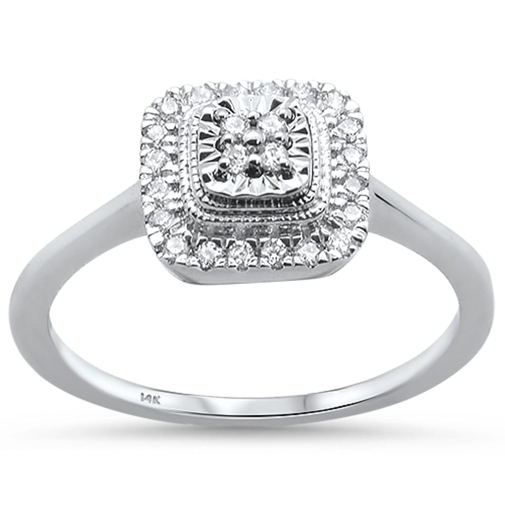 DIAMOND CLOSEOUT! .17ct 14KT White Gold Square Princess Diamond Ring Size 6.5