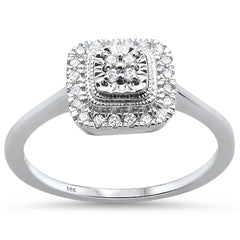 DIAMOND CLOSEOUT! .17ct 14KT White Gold Square Princess Diamond Ring Size 6.5