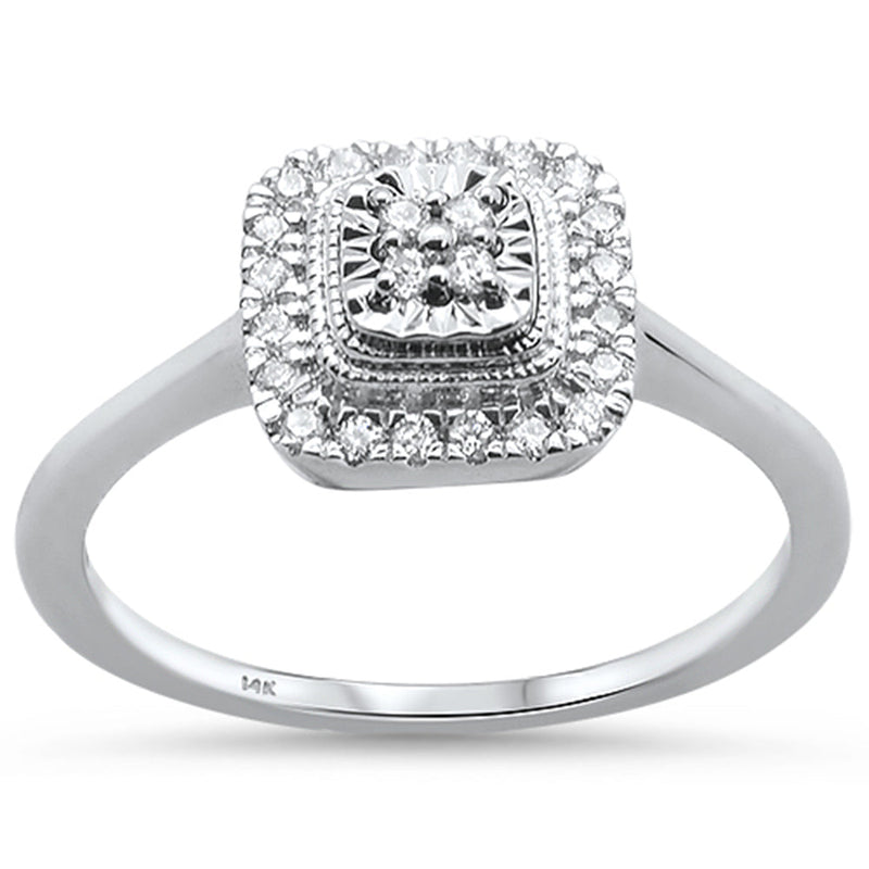 DIAMOND CLOSEOUT! .17ct 14KT White Gold Square Princess Diamond Ring Size 6.5