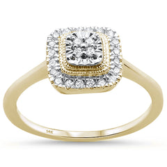 DIAMOND CLOSEOUT! .18ct 14KT Yellow Gold Square Shape Diamond Ring Size 6.5