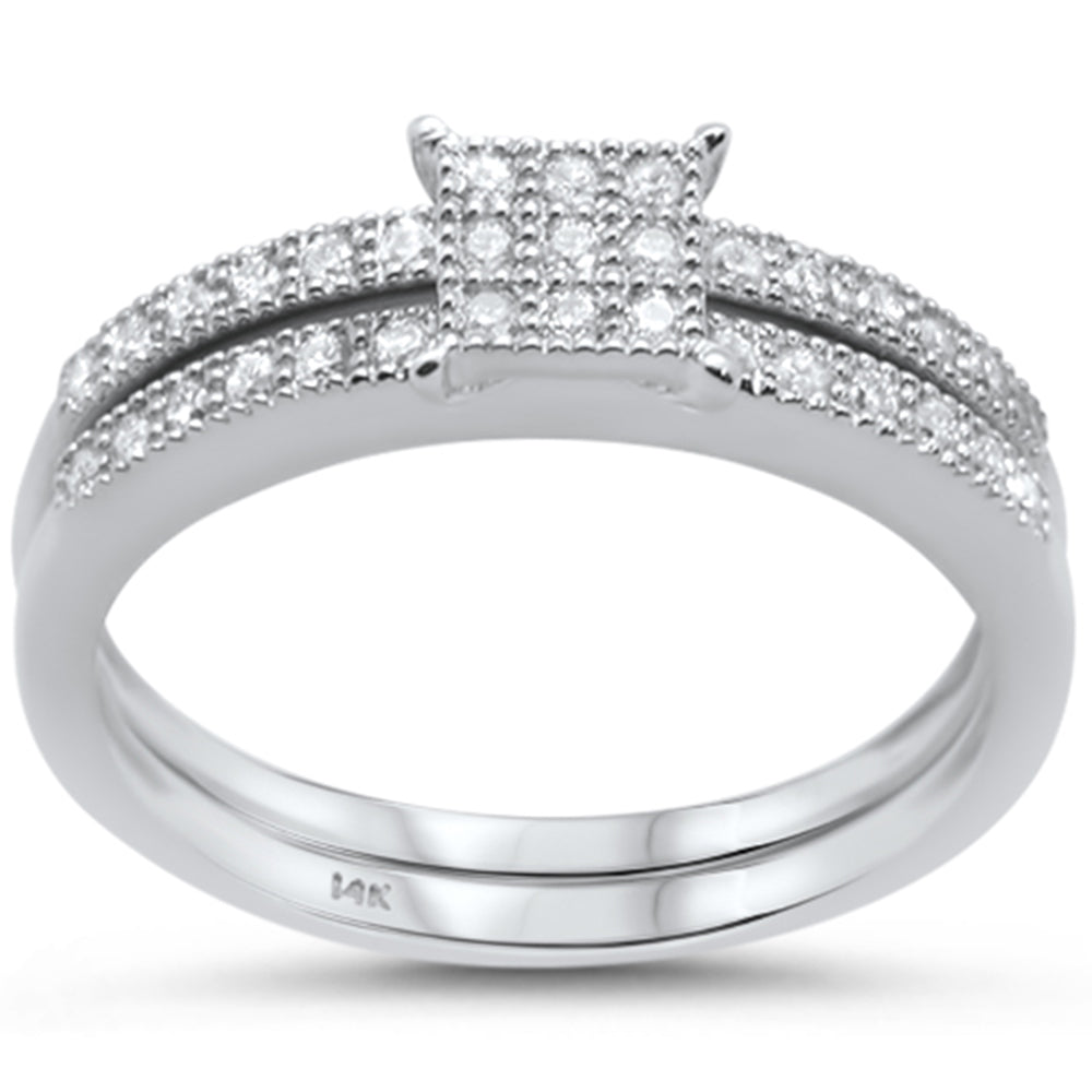 DIAMOND CLOSEOUT!  .28cts 14k White gold Square Shape Diamond Engagement Ring Bridal Set