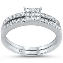 DIAMOND CLOSEOUT!  .28cts 14k White gold Square Shape Diamond Engagement Ring Bridal Set