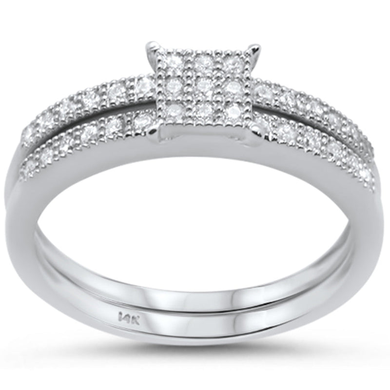DIAMOND CLOSEOUT!  .28cts 14k White gold Square Shape Diamond Engagement Ring Bridal Set