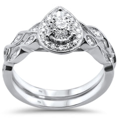 DIAMOND CLOSEOUT!  .35ct 14KT White Gold Diamond Pear Shaped Diamond Engagement Bridal Set