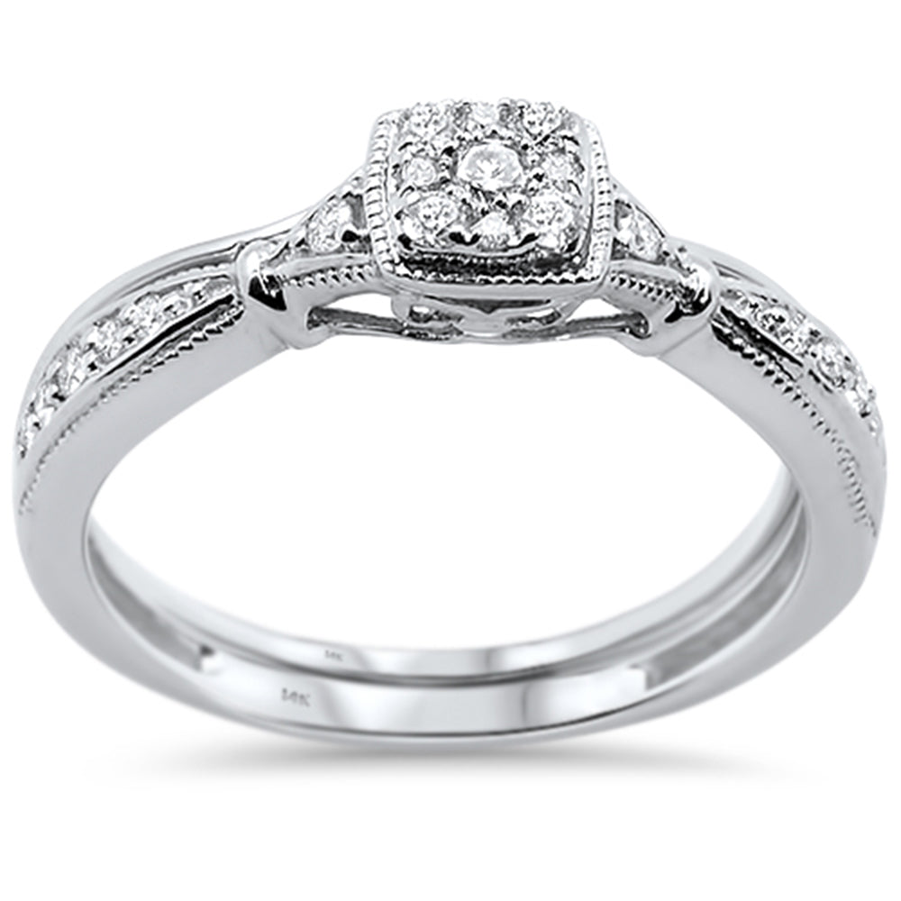 DIAMOND CLOSEOUT! .21ct 14KT White Gold Square Shape Promise Diamond Bridal Set Size 6.5