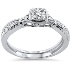 DIAMOND CLOSEOUT! .21ct 14KT White Gold Square Shape Promise Diamond Bridal Set Size 6.5