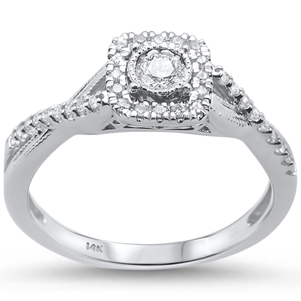 DIAMOND CLOSEOUT!  .26ct 14KT White Gold Diamond Square Shaped Twisted Prong Engagement Ring