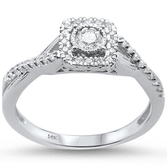 DIAMOND CLOSEOUT!  .26ct 14KT White Gold Diamond Square Shaped Twisted Prong Engagement Ring