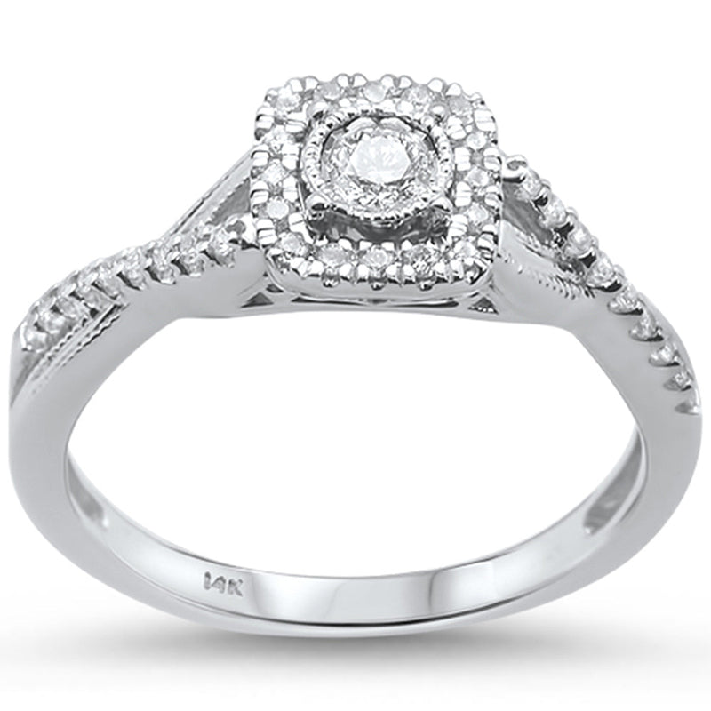 DIAMOND CLOSEOUT!  .26ct 14KT White Gold Diamond Square Shaped Twisted Prong Engagement Ring