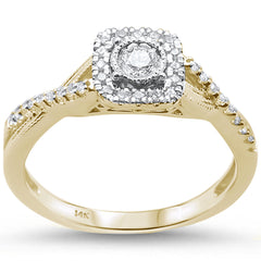DIAMOND CLOSEOUT! .26cts 14k Yellow Gold Twisted Band Square Shape Diamond Ring Size 6.5