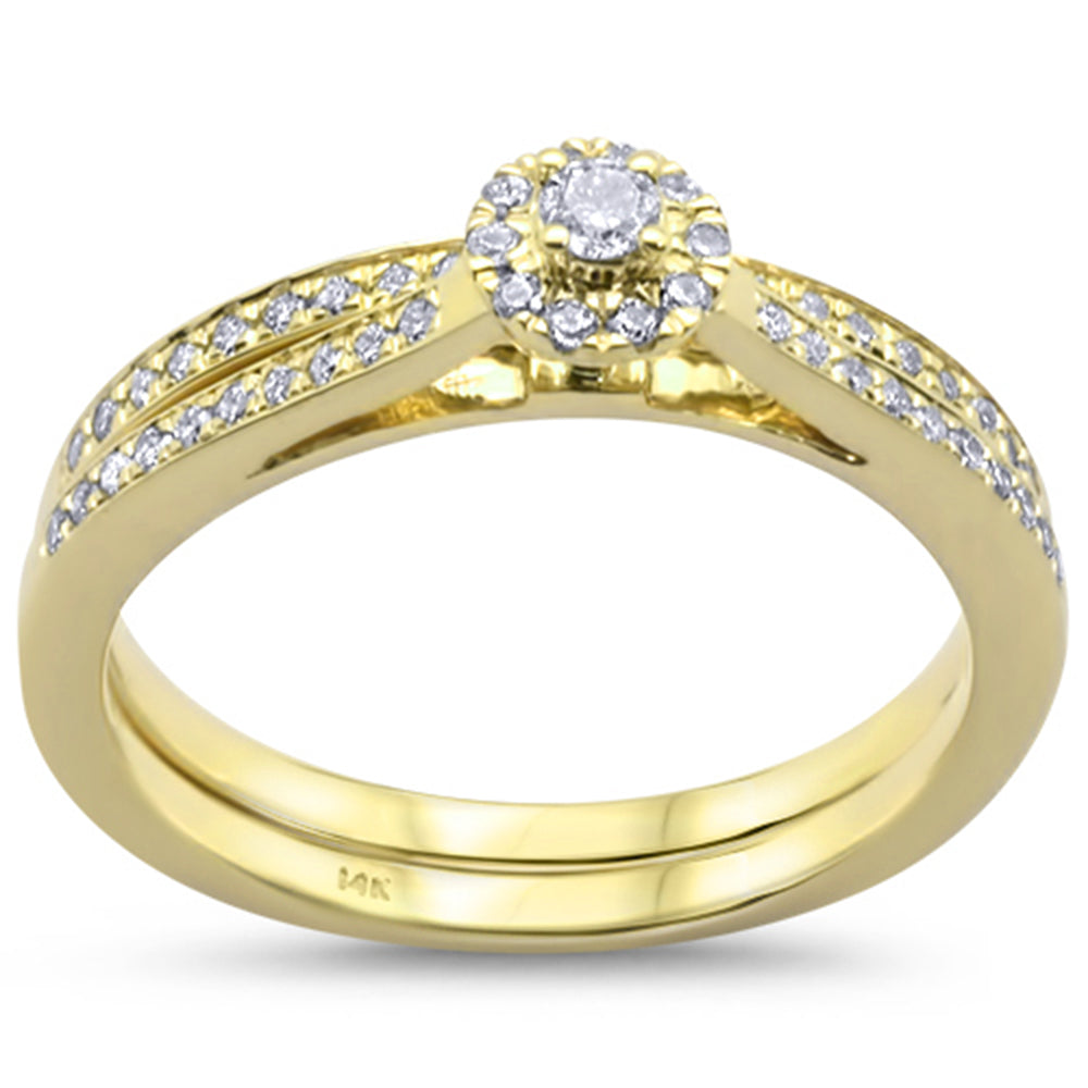 DIAMOND CLOSEOUT! .25cts 14k Yellow Gold Round Diamond Engagement Ring Bridal Set Size 6.5