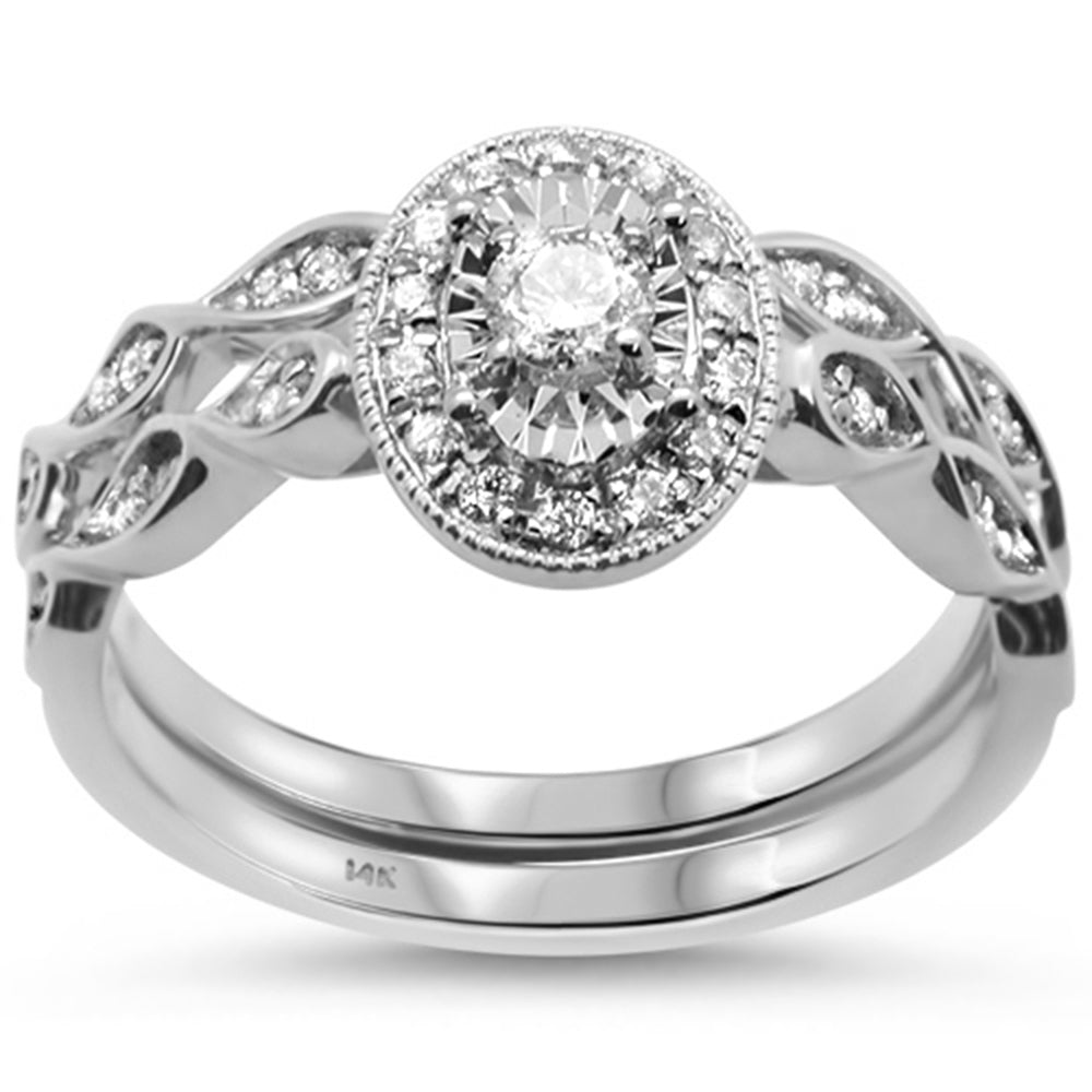 DIAMOND CLOSEOUT! .33cts 14k White gold Oval Shape Diamond Engagement Bridal Set 6.5