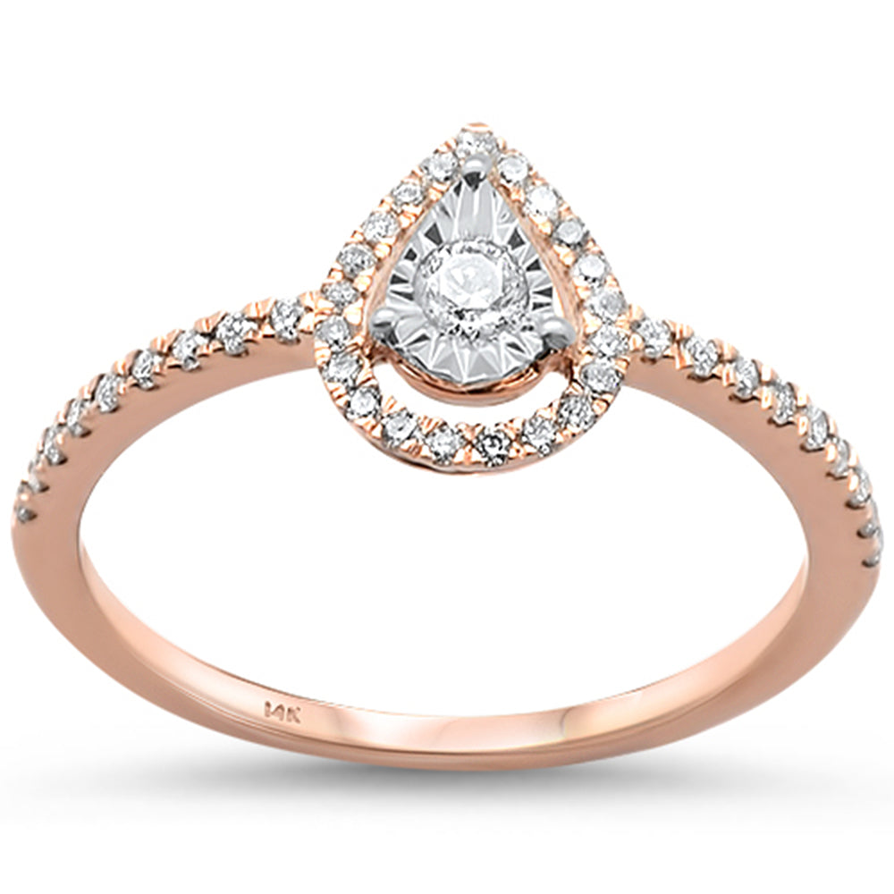 DIAMOND CLOSEOUT! .25ct 14KT Rose Gold Pear Shaped Diamond Ring Size 6.5