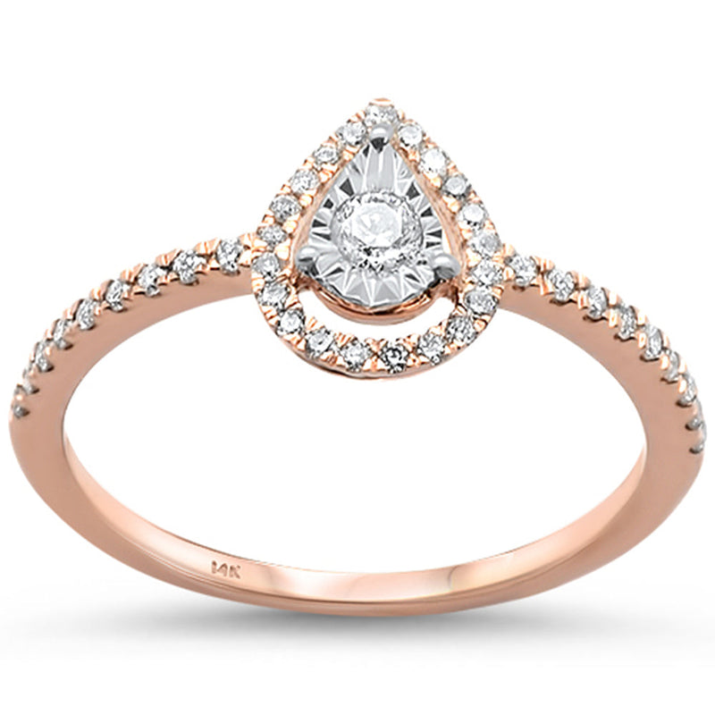 DIAMOND CLOSEOUT! .25ct 14KT Rose Gold Pear Shaped Diamond Ring Size 6.5