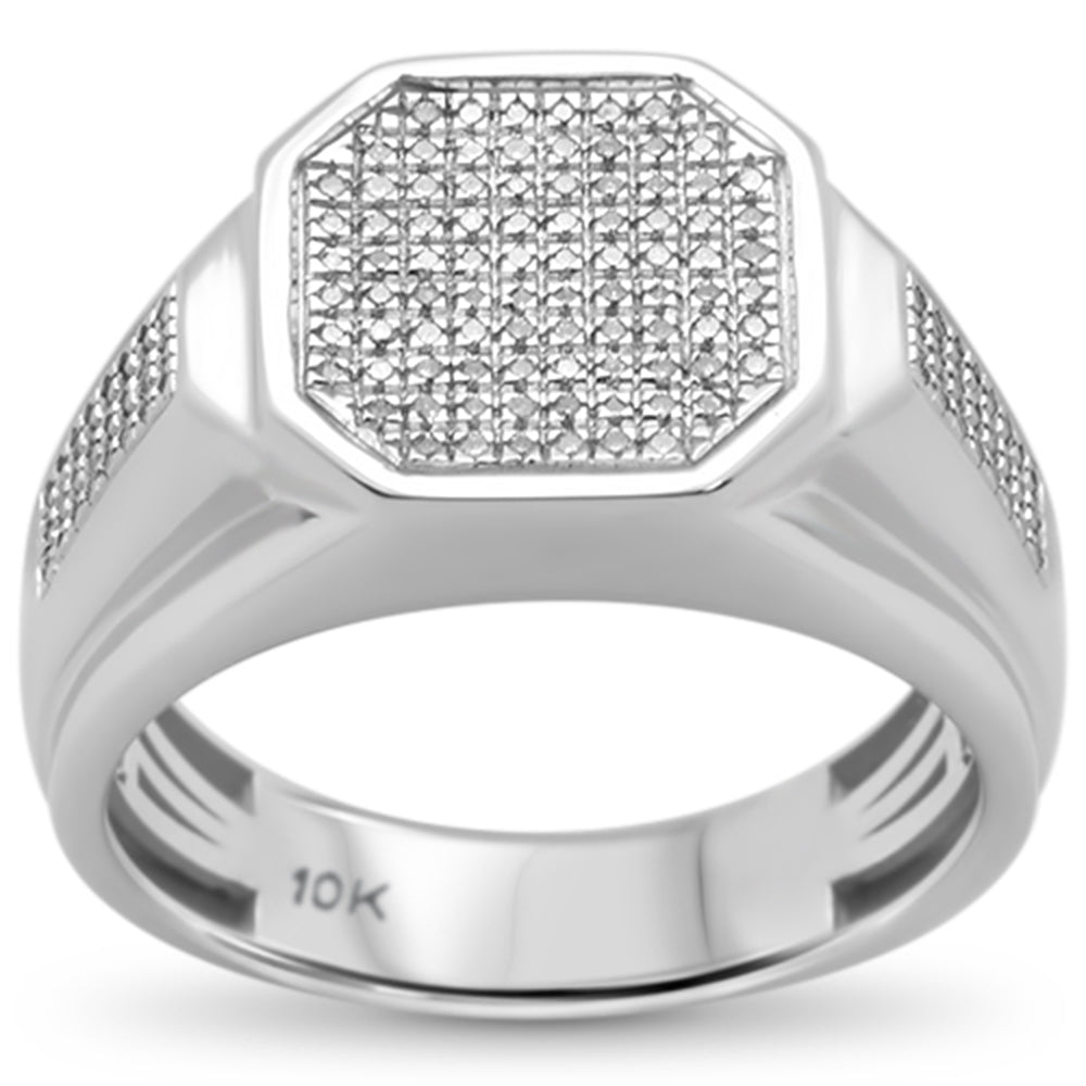 DIAMOND CLOSEOUT! .36ct 10k White Gold Men's Diamond Signet Band Ring Size 10