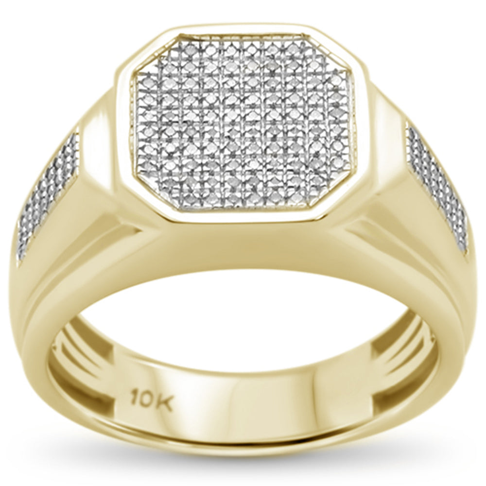 GEMSTONE CLOSEOUT!  .35ct 10k Yellow Gold Men's Diamond Signet Band Ring Size 10