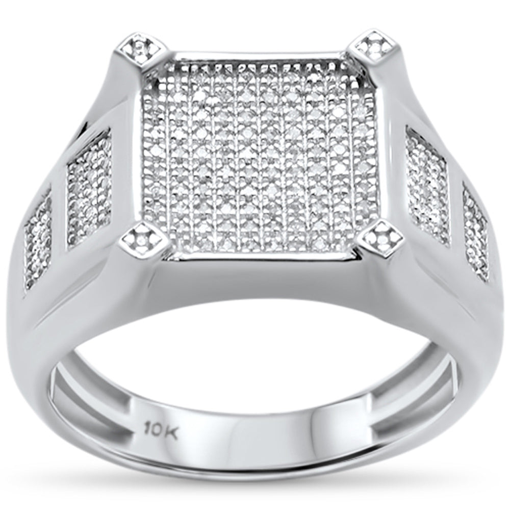 DIAMOND CLOSEOUT! Men's .37ct 10k White Gold Diamond Ring Size 10