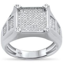 DIAMOND CLOSEOUT! Men's .37ct 10k White Gold Diamond Ring Size 10