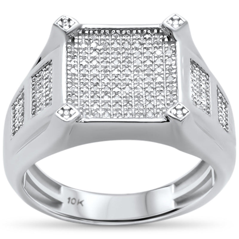 DIAMOND CLOSEOUT! Men's .37ct 10k White Gold Diamond Ring Size 10