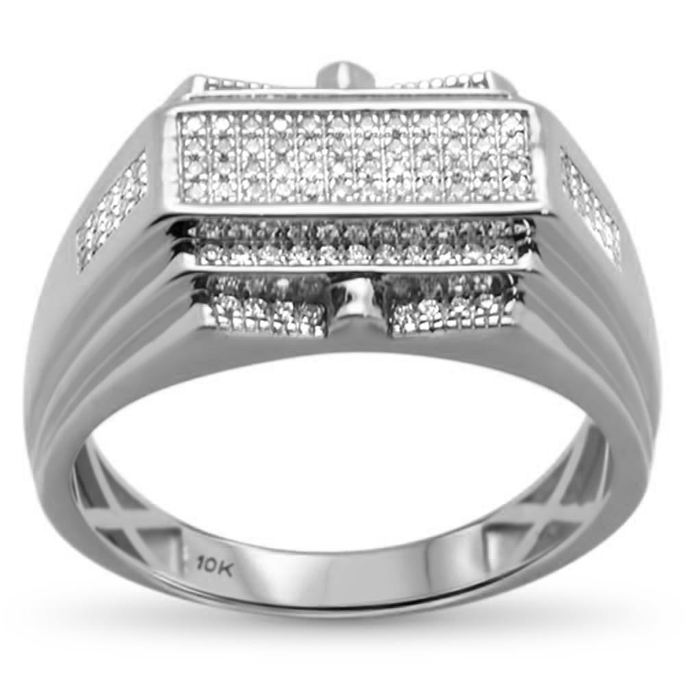 DIAMOND CLOSEOUT! .25ct 10k White Gold Men's Diamond Signet Wedding Ring Size 10