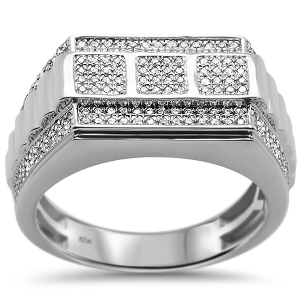 DIAMOND CLOSEOUT! .54ct 10k White Gold Men's Diamond Signet Wedding Ring Size 10