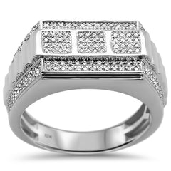 DIAMOND CLOSEOUT! .54ct 10k White Gold Men's Diamond Signet Wedding Ring Size 10