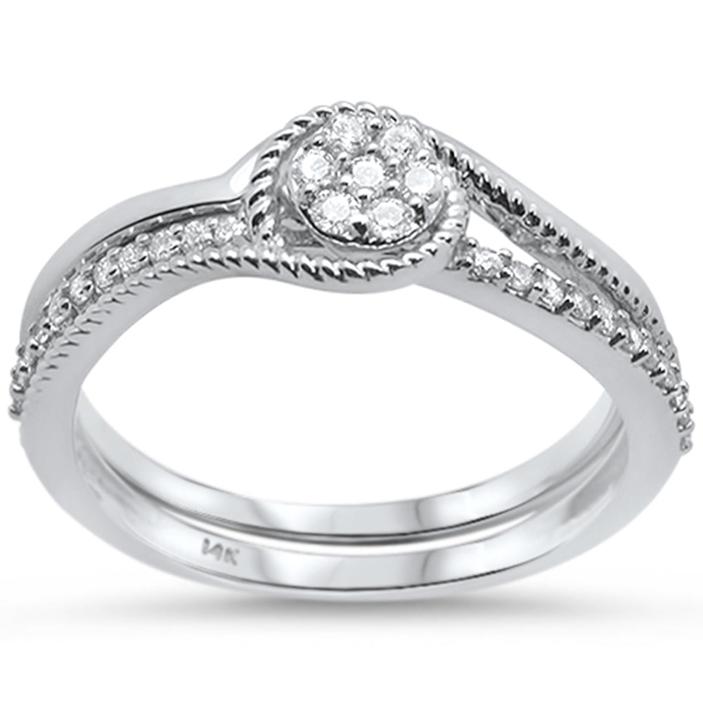 DIAMOND CLOSEOUT! .20cts 14k White gold Diamond Engagement Ring Bridal Set Size 6.5