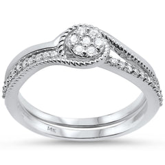DIAMOND CLOSEOUT! .20cts 14k White gold Diamond Engagement Ring Bridal Set Size 6.5