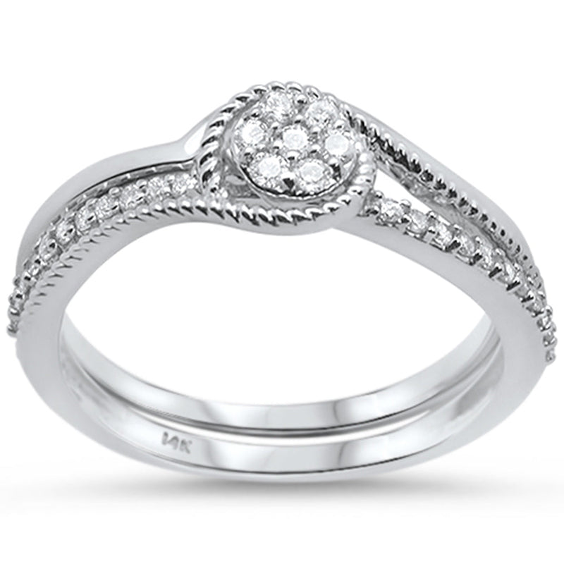 DIAMOND CLOSEOUT! .20cts 14k White gold Diamond Engagement Ring Bridal Set Size 6.5