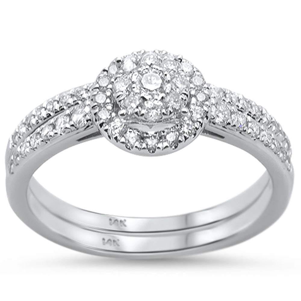 DIAMOND CLOSEOUT!  .55cts 14k White gold Round Diamond Engagement Ring Bridal Set Size 6.5