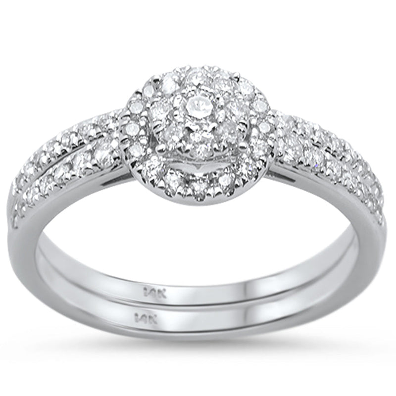 DIAMOND CLOSEOUT!  .55cts 14k White gold Round Diamond Engagement Ring Bridal Set Size 6.5