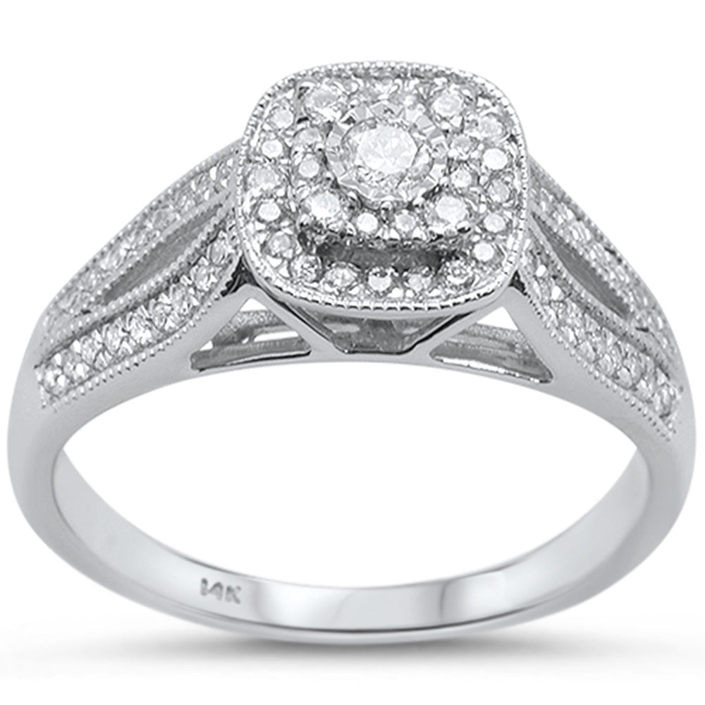 DIAMOND CLOSEOUT! .35cts 14k White gold Square Shaped Diamond Engagement Ring Size 6.5