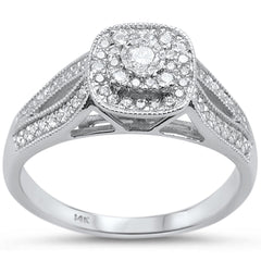 DIAMOND CLOSEOUT! .35cts 14k White gold Square Shaped Diamond Engagement Ring Size 6.5