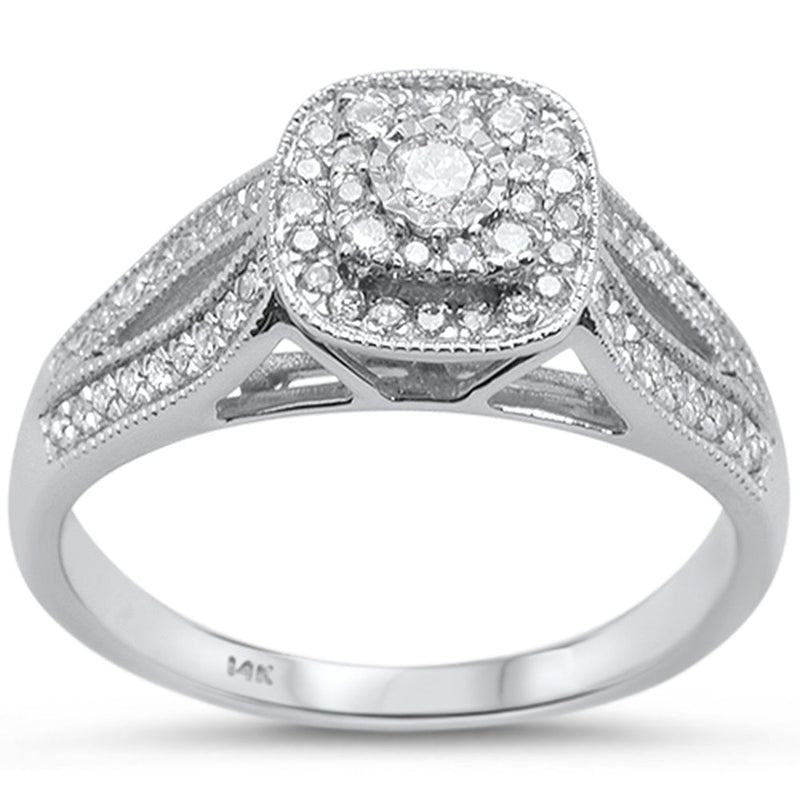 DIAMOND CLOSEOUT! .35cts 14k White gold Square Shaped Diamond Engagement Ring Size 6.5