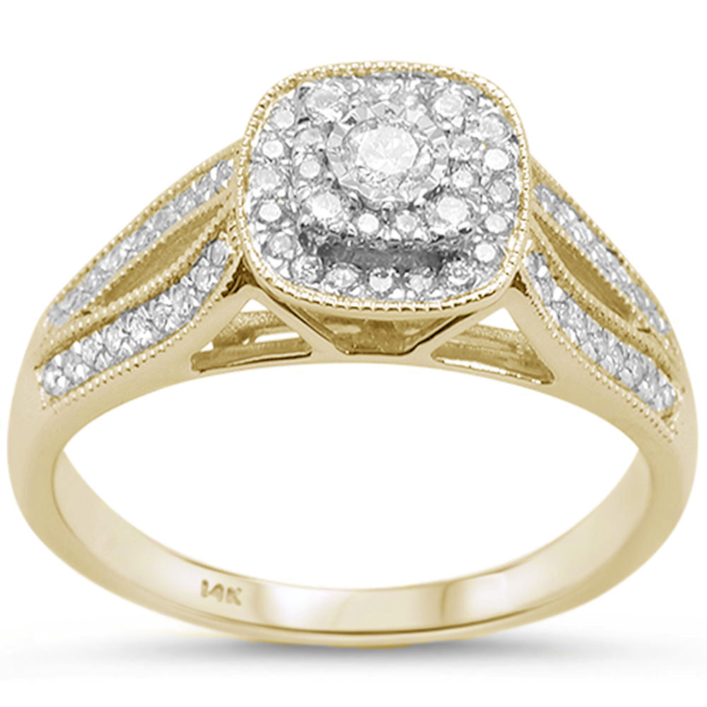 SPECIAL!.32cts 14k Yellow Gold Square Shape Diamond Engagement Ring Size 6.5