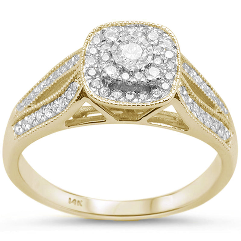 SPECIAL!.32cts 14k Yellow Gold Square Shape Diamond Engagement Ring Size 6.5