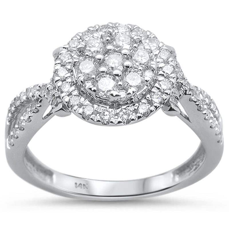 DIAMOND CLOSEOUT! .79cts 14k White gold Round Diamond Engagement Ring Size 6.5