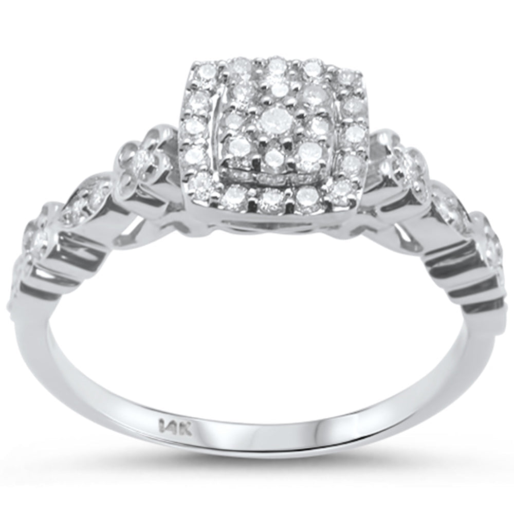 DIAMOND CLOSEOUT! .32cts 14k White gold Square Shape Diamond Ring Size 6.5
