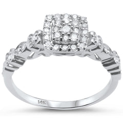 DIAMOND CLOSEOUT! .32cts 14k White gold Square Shape Diamond Ring Size 6.5