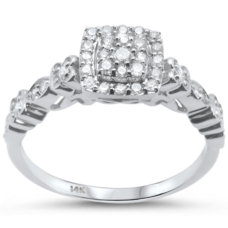 DIAMOND CLOSEOUT! .32cts 14k White gold Square Shape Diamond Ring Size 6.5