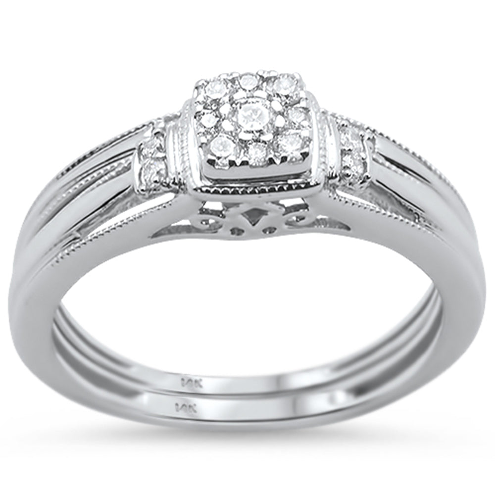 DIAMOND CLOSEOUT!  .21cts 14k White gold Square Shape Diamond Engagement Ring Bridal Set