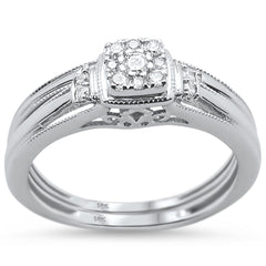 DIAMOND CLOSEOUT!  .21cts 14k White gold Square Shape Diamond Engagement Ring Bridal Set