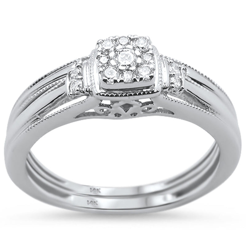 DIAMOND CLOSEOUT!  .21cts 14k White gold Square Shape Diamond Engagement Ring Bridal Set
