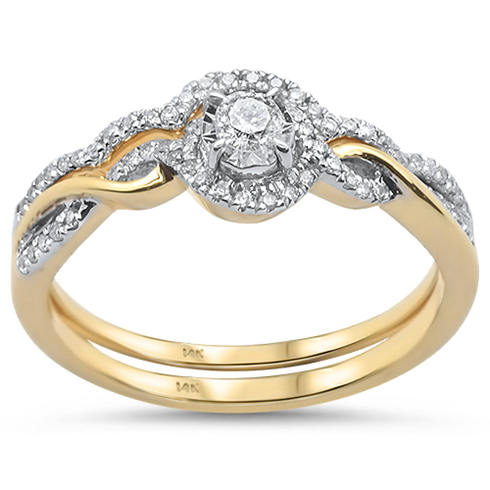 SPECIAL! .26cts 14k Yellow Gold Diamond Solitaire Engagement Bridal Ring Set